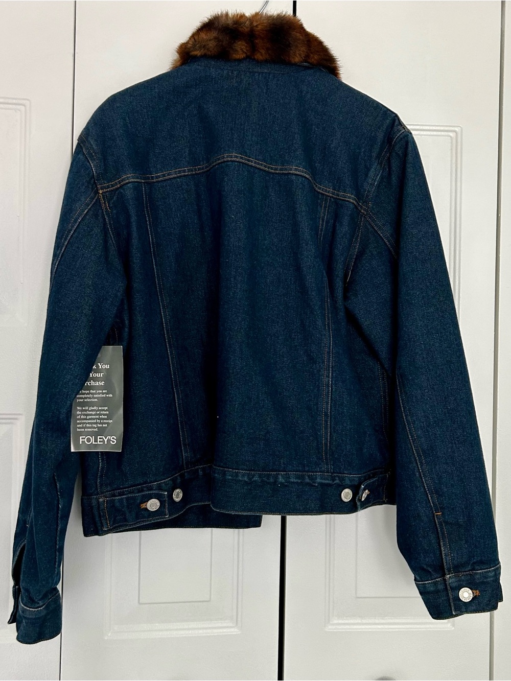 NWT Ralph Lauren Dark Wash Trucker Jean Jacket w Removable Faux Fur Collar, L - Picture 2 of 9